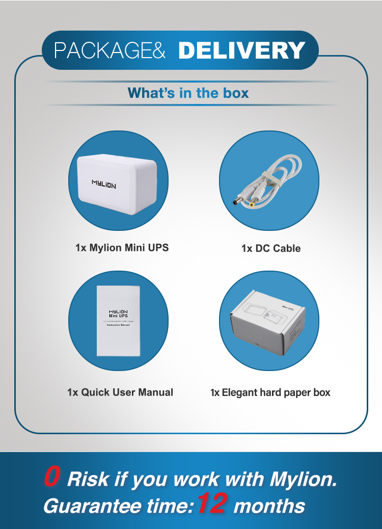 Mylion Mini DC UPS MU48W 12V 2A 8000mAh 30Wh Lithium ion Battery Backup - Image 3