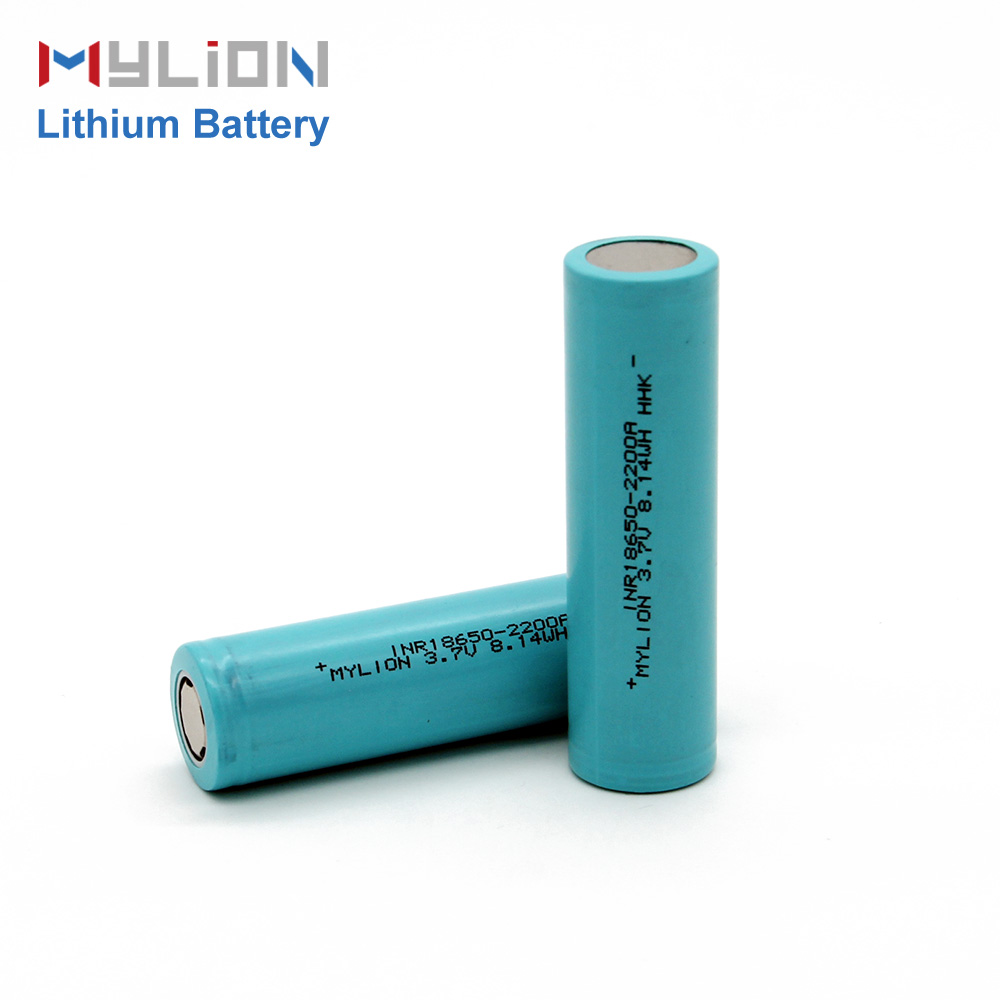 Mylion factory li-ion battery 2.2ah 18650 cell 3.7V 2200mah 18650 lithium rechargeable battery cell for flashlight