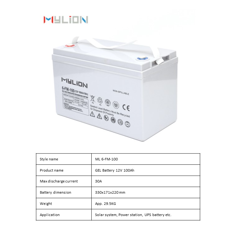 Mylion 12V 100Ah 1200Wh Lead Acid Battery AGM Battery GEL Solar Batteries For Solar Energy System - Image 2