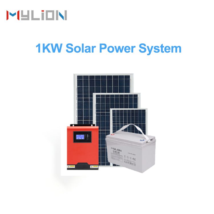 Economic Solar Energy System 1KW Off Grid Hybrid Inverter 1.2KW AGM Battery 300W Solar Panel Kit - Image 2