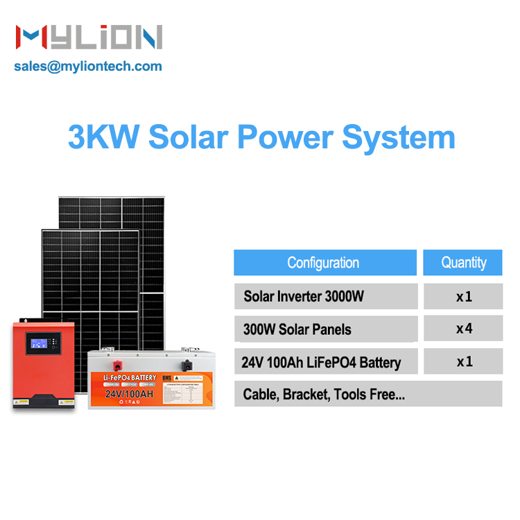 Solar Energy System 3kw 3000W Storage Power Supply Hybrid Inverter LiFe PO4 Battery Solar Panel Kit - Image 2