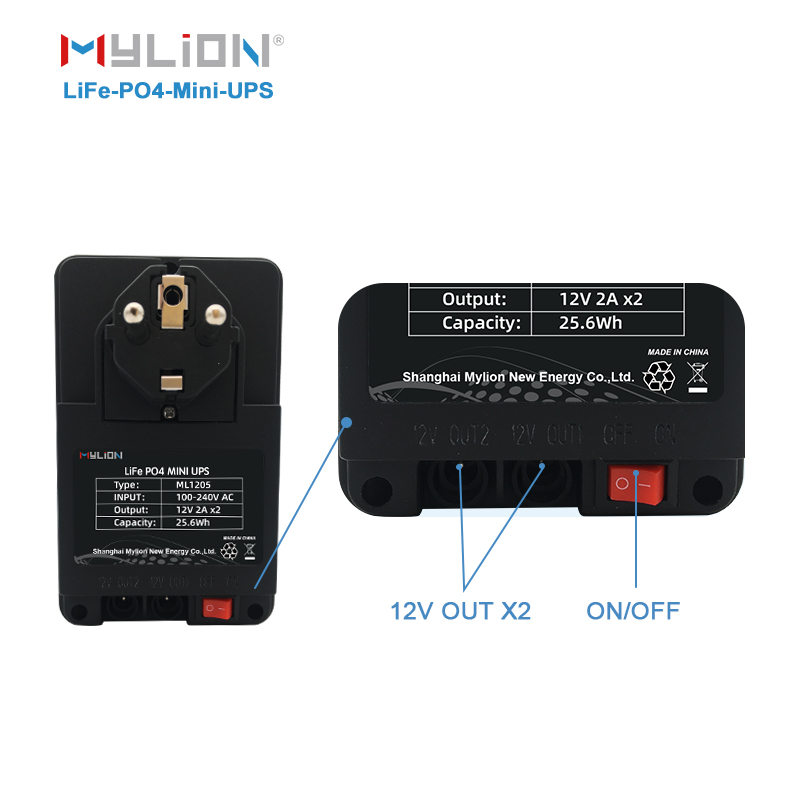 Mylion AC 110-240V 12V 2A Mini UPS LiFe PO4 power supply for CCTV WiFi router - Image 2